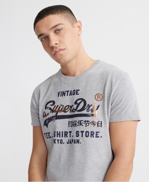 Superdry T-Ing Store Vintage Logo Infill Férfi Pólók Szürke | ZGPIB0321